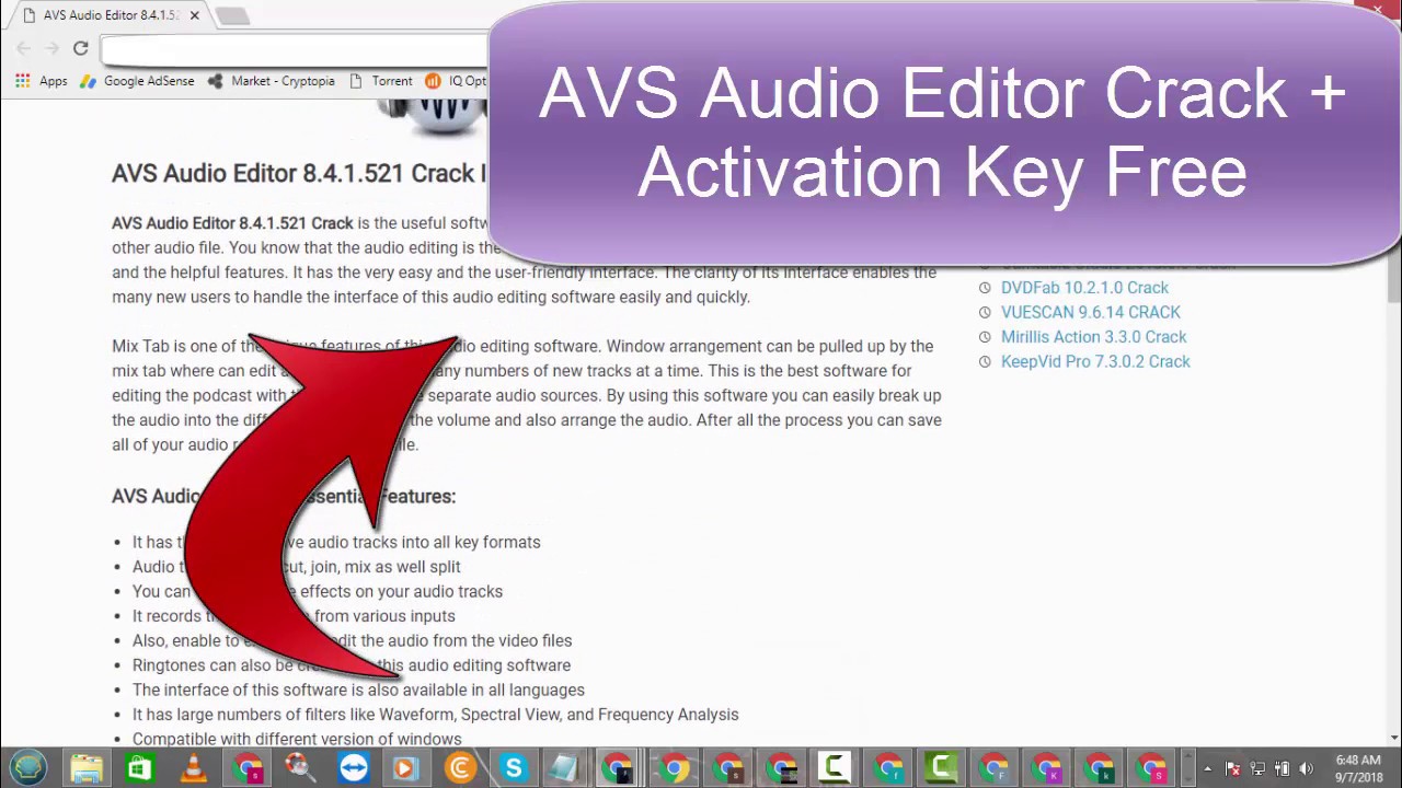 avs audio editor activation cade